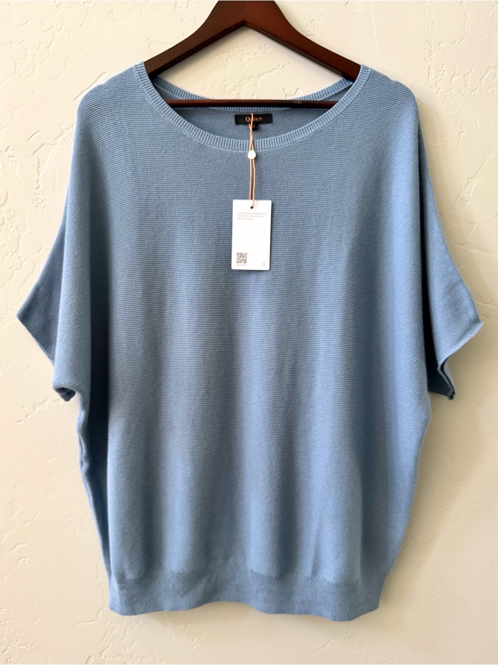 NWT Quince Cotton Cashmere Dolman Sweater Blue Relaxed Fit L Coastal Capsule - Picture 2 of 10